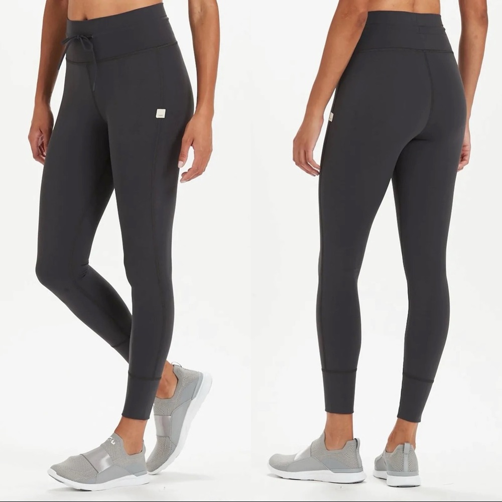 Vuori Daily Leggings Jogger Style High Rise Grey Charcoal Drawstring Waist